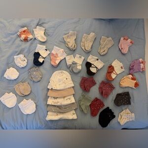 Carter's Baby Hat and Sock Set in White, Gray, Beige, Pink, Red, Green, Black